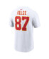 Men's Travis Kelce White Kansas City Chiefs Player Name and Number T-shirt