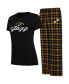 ფოტო #1 პროდუქტის Women's Black, Gold Utah Jazz Arctic T-shirt and Flannel Pants Sleep Set