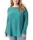 Фото #1 товара Plus Size Celia Mixed-Rib Long-Sleeve Top