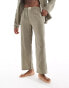 Calvin Klein pure textured sleep shirt and trouser set in khaki