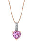ფოტო #1 პროდუქტის Pink Amethyst (1-3/4 ct. t.w.) & Diamond Accent Heart Drop 18" Pendant Necklace in 10k Rose Gold