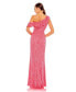 ფოტო #2 პროდუქტის Women's Sequined Drop Shoulder Trumpet Gown