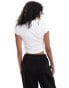 Pimkie slinky ruched cap sleeve top in white