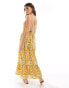 Фото #1 товара Mango tiered floral midi dress in yellow