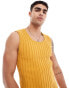 ASOS DESIGN muscle lightweight knitted rib vest in mustard Коричневый, S - Chest 38 - фото #3