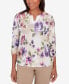 Charm School Women's Embellished Keyhole Floral Textured Top