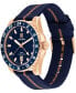Men's Swiss Blue and Rose Gold Ocean Tide Textile Watch 42mm