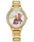 ფოტო #1 პროდუქტის Eco-Drive Women's Disney Belle and Beast Gold-Tone Stainless Steel Bracelet Watch 36mm Gift Set
