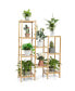 Фото #1 товара Bamboo 9-Tier Plant Stand Utility Shelf Free Standing Storage Rack Pot Holder