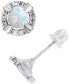 Lab-Grown Opal (1/5 ct. t.w.) & Lab-Grown White Sapphire (1/10 ct. t.w.) Oval Stud Earrings