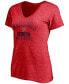 ფოტო #3 პროდუქტის Women's Heathered Red Washington Nationals Old Time Favorite V-Neck T-shirt
