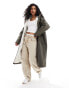 ASOS DESIGN borg lined longline rain coat in khaki