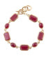 Delicately Genuine Red Onyx Rectangle and Circle Link Bracelet