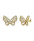 Фото #1 товара 14k Gold Plated Sterling Silver with Cubic Zirconia Clusters Butterfly Stud Earrings