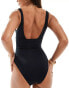 Accessorize scallop edge v swimsuit in black Черный, 36 - фото #4