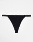 Dorina 3 pack lace trim cotton tanga thong in black