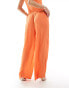 Kaiia tie waist wide leg trousers co-ord in orange