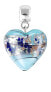 Подвеска Lampglas Ice Heart с чистым серебром в жемчужном стекле S29 Blue, Silver - фото #1