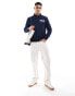 Polo Ralph Lauren collegiate logo half zip fleece sweatshirt classic oversized fit in navy Синий, L - Chest 42-45 - фото #3