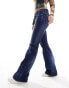 Weekday Nova low waist slim bootcut jeans with gathered leg in azur blue