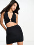 Фото #1 товара ASOS DESIGN co-ord plunge halter crop top with ring detail in black