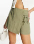 Stradivarius rustic wrap skort in khaki