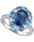 ფოტო #1 პროდუქტის Blue Topaz Oval Halo Statement Ring (5-3/8 ct. t.w.) in Sterling Silver