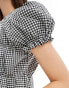 Фото #3 товара ASOS DESIGN shirred detail blouse in black gingham