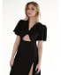 Фото #2 товара Women's A-line summer midi dress with high slit, puffed sleeves and pleated front