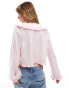 Фото #4 товара ASOS DESIGN tie front collar blouse in pink