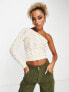 Фото #1 товара ASOS DESIGN one shoulder jumper in cable in cream