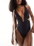 Фото #7 товара River Island high leg swimsuit in black