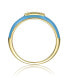 Фото #5 товара RA Young Adults/Teens 14k Yellow Gold Plated with Cubic Zirconia Blue Enamel Slim Stacking Band Ring