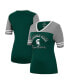 Фото #2 товара Women's Green, Heathered Gray Michigan State Spartans There You Are V-Neck T-shirt