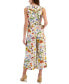 Фото #2 товара Women's Floral-Printed Linen-Blend Faux-Wrap Jumpsuit