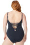 Bleu Rod Beattie Lace Down Over The Shoulder One-Piece Swimsuit Size 18W Black