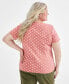 ფოტო #2 პროდუქტის Plus Size Short-Sleeve Scoop Neck Printed Top, Created for Macy's