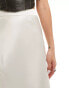 Urban Revivo floaty satin knee length midi skirt in off white