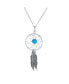 Фото #1 товара Bling Jewelry western Turquoise Accent Feathers Leaf Dream Catcher Pendant Necklace For Women s Oxidized .925 Sterling Silver