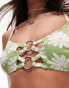 Фото #2 товара Topshop daisy jacquard ring detail bikini top in green