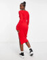 Фото #4 товара Monki rib knit bodycon midi dress in red