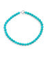 ფოტო #1 პროდუქტის Blue Faceted Stabilized Turquoise Round Gem Stone 10MM Bead Strand Necklace Western Jewelry For Women Silver Plated Clasp 20 Inch