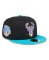 ფოტო #2 პროდუქტის Men's Black, Turquoise Milwaukee Bucks Arcade Scheme 59FIFTY Fitted Hat