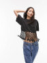 Topshop macrame tee in washed black