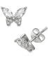 Фото #1 товара Cubic Zirconia Butterfly Stud Earrings in Sterling Silver, Created for Macy's