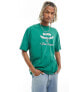 ASOS DESIGN oversized t-shirt in green with text front print