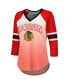 Women's Red Chicago Blackhawks Lead Off Tri-Blend Raglan 3/4-Sleeve V-Neck T-shirt