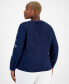 ფოტო #2 პროდუქტის Plus Size Embroidered V-Neck Blouson-Sleeve Top, Created for Macy's