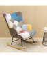 Фото #8 товара Rocking Chair, Mid Century Fabric Rocker Chair With Wood Legs And Patchwork Linen