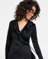 Фото #4 товара Women's Long-Sleeve Ruffled Mini Dress, XXS-4X, Created for Macy's